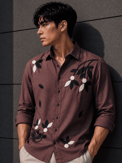Men’s Floral Linen Shirt – Premium Relax Fit Casual Shirt