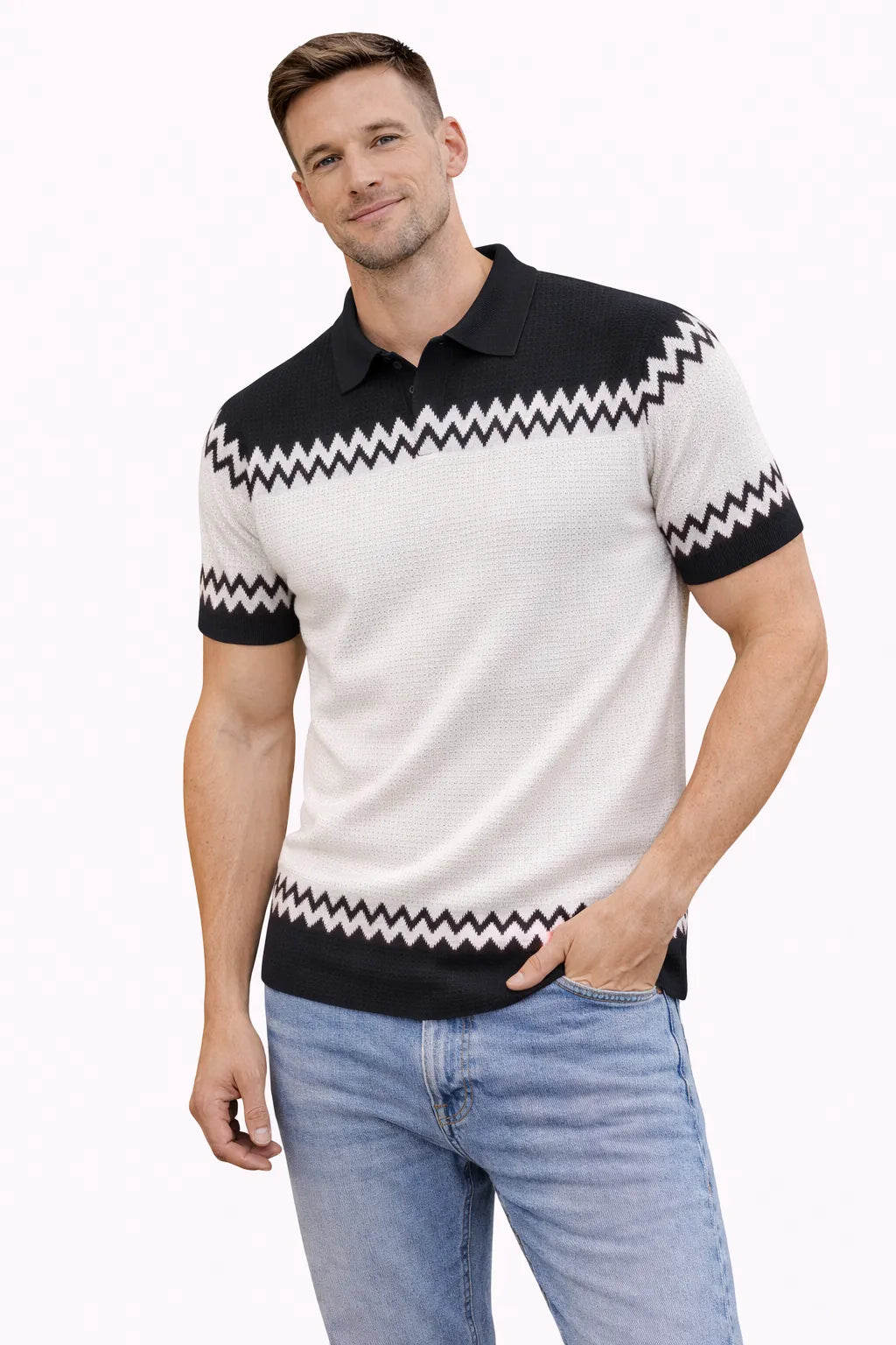 Half Sleeve Strip Polo T-Shirt
