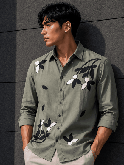 Men’s Floral Linen Shirt – Premium Relax Fit Casual Shirt