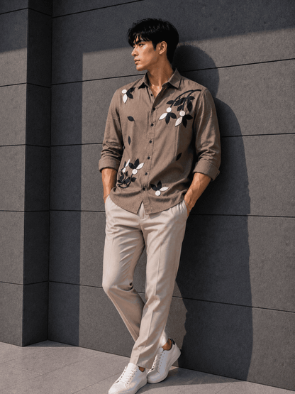 Men’s Floral Linen Shirt – Premium Relax Fit Casual Shirt