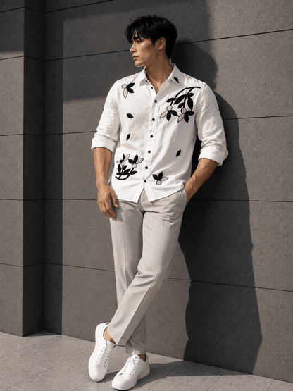 Men’s Floral Linen Shirt – Premium Relax Fit Casual Shirt