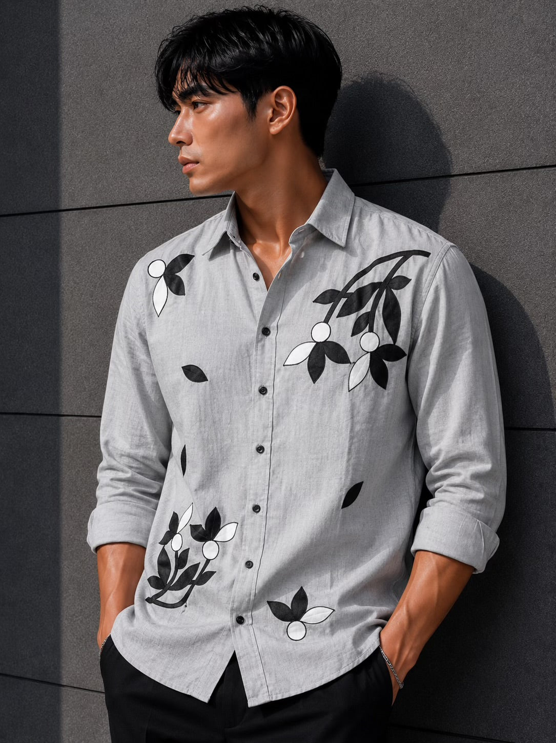 Men’s Floral Linen Shirt – Premium Relax Fit Casual Shirt