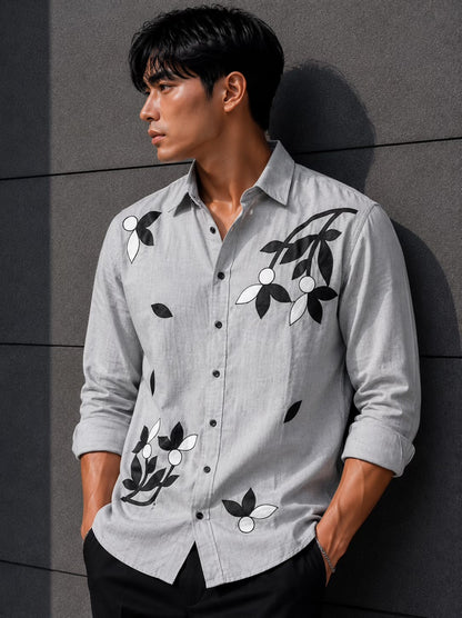 Men’s Floral Linen Shirt – Premium Relax Fit Casual Shirt
