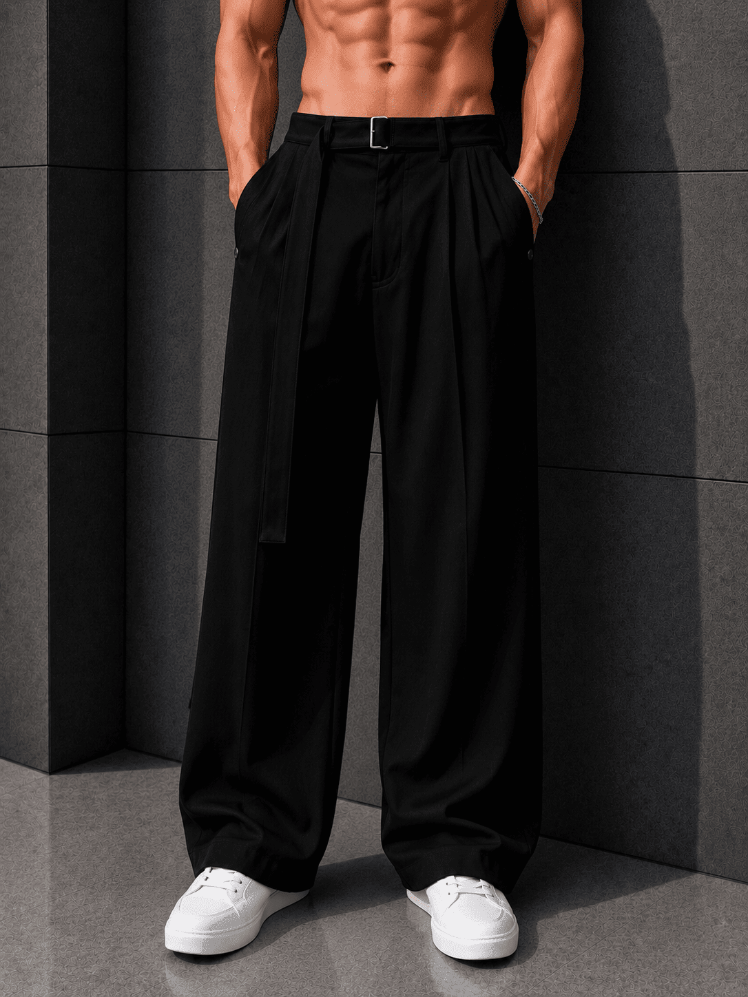 Men’s Wide-Leg Korean Fit Trousers – Premium Relaxed Formal Streetwear Pants