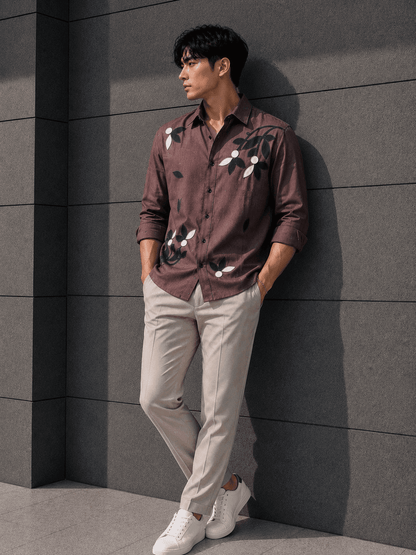 Men’s Floral Linen Shirt – Premium Relax Fit Casual Shirt