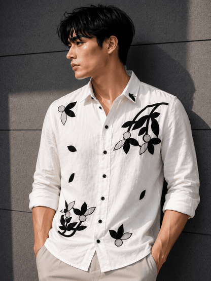 Men’s Floral Linen Shirt – Premium Relax Fit Casual Shirt