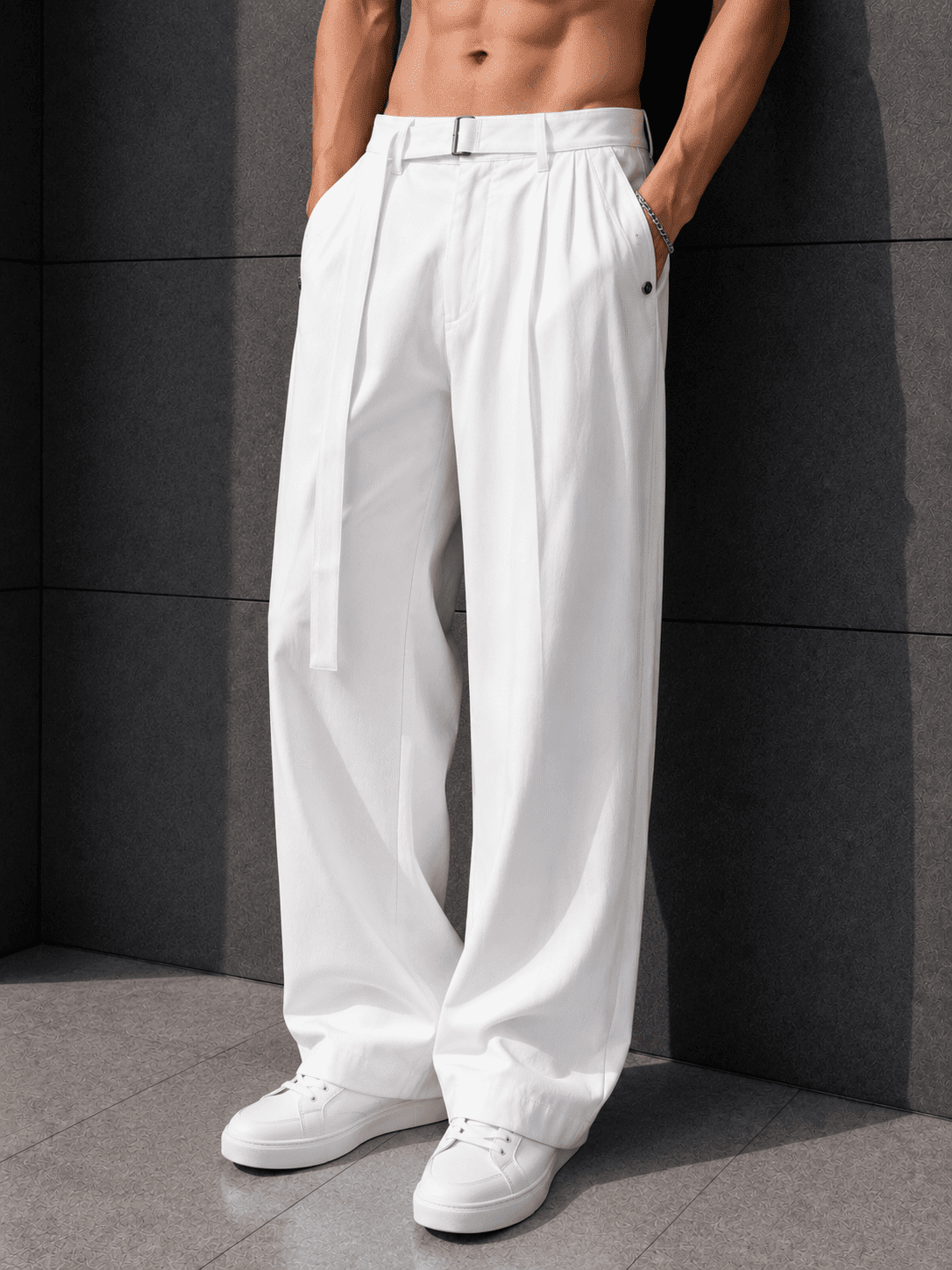 Men’s Wide-Leg Korean Fit Trousers – Premium Relaxed Formal Streetwear Pants