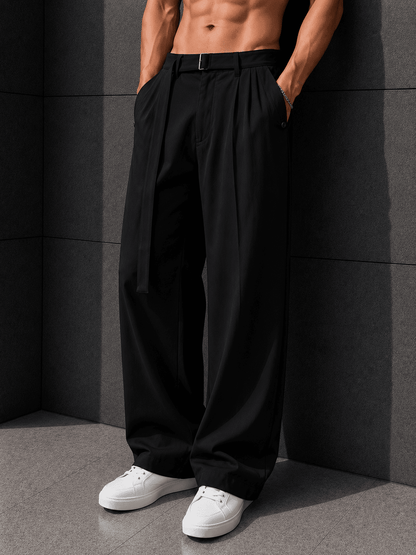 Men’s Wide-Leg Korean Fit Trousers – Premium Relaxed Formal Streetwear Pants
