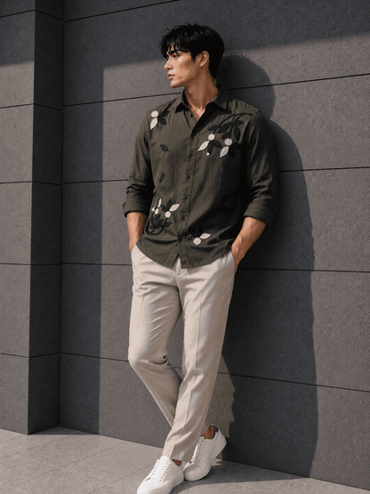 Men’s Floral Linen Shirt – Premium Relax Fit Casual Shirt