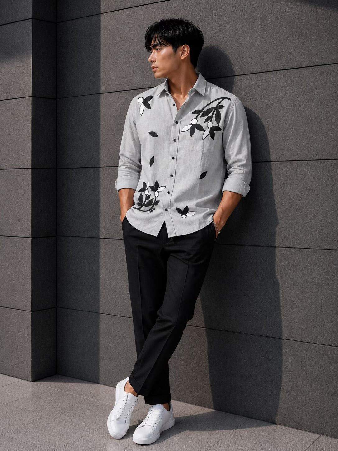 Men’s Floral Linen Shirt – Premium Relax Fit Casual Shirt
