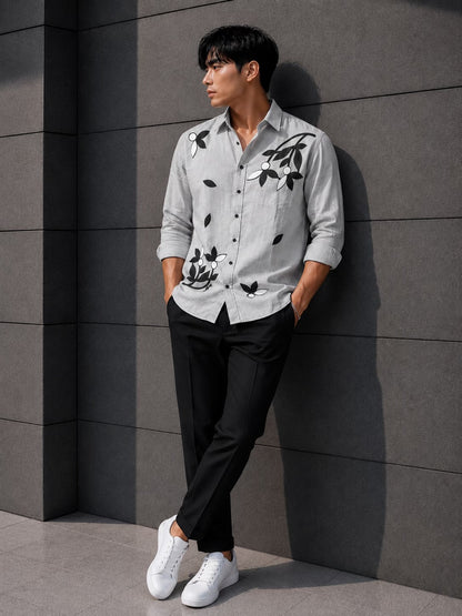 Men’s Floral Linen Shirt – Premium Relax Fit Casual Shirt
