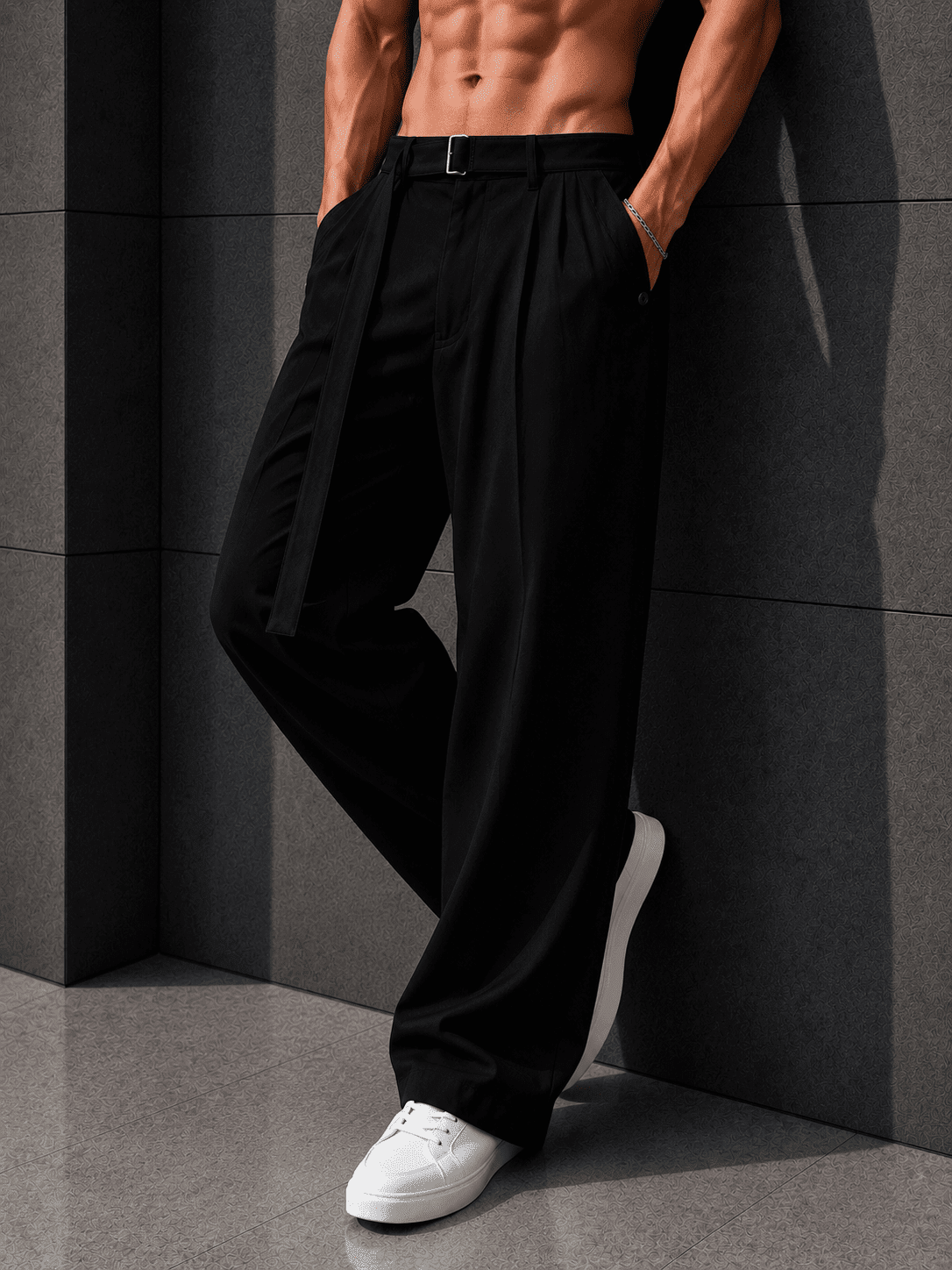 Men’s Wide-Leg Korean Fit Trousers – Premium Relaxed Formal Streetwear Pants