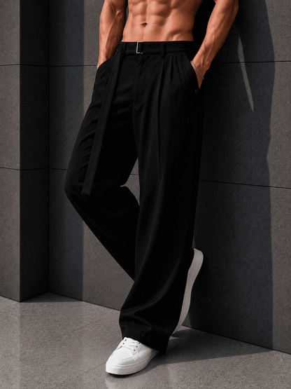 Men’s Wide-Leg Korean Fit Trousers – Premium Relaxed Formal Streetwear Pants