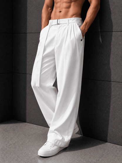 Men’s Wide-Leg Korean Fit Trousers – Premium Relaxed Formal Streetwear Pants