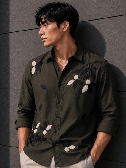 Men’s Floral Linen Shirt – Premium Relax Fit Casual Shirt