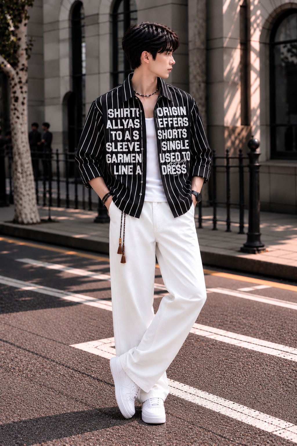 Men’s Premium Boxy Fit Striped Graphic Shirt | Oversized Full Sleeve Casual Streetwear Shirt