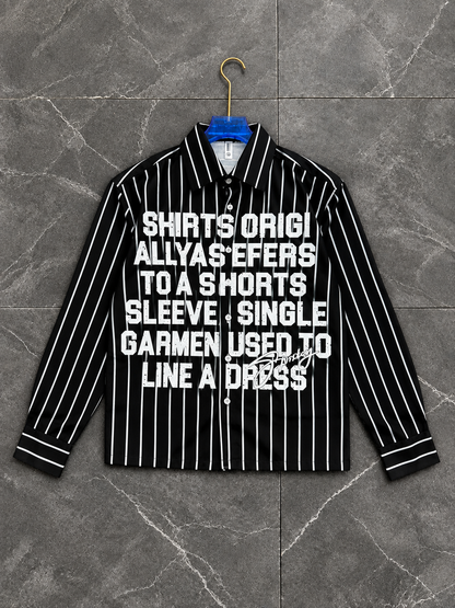Men’s Premium Boxy Fit Striped Graphic Shirt | Oversized Full Sleeve Casual Streetwear Shirt