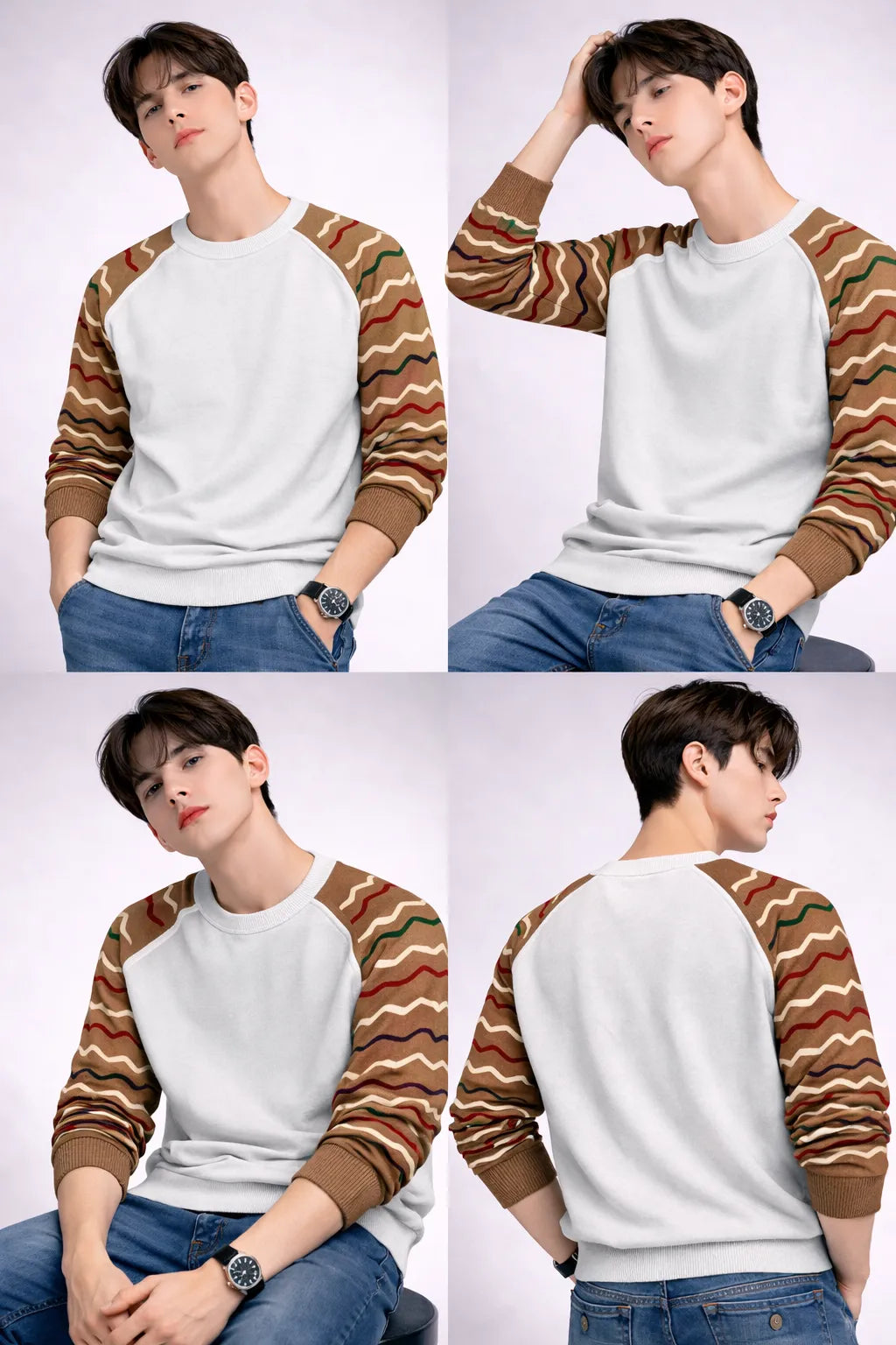 Multicolor Regular Fit Full Sleeve T-Shirt